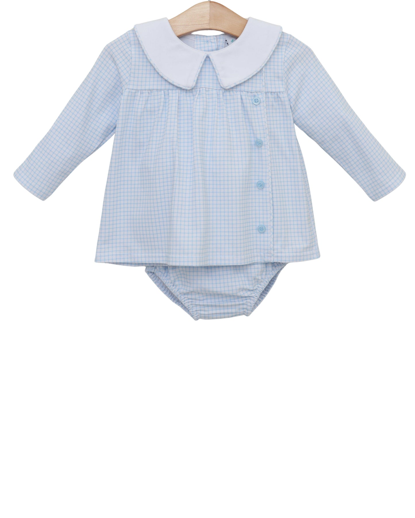 Liam Diaper Set- Light Blue Windowpane