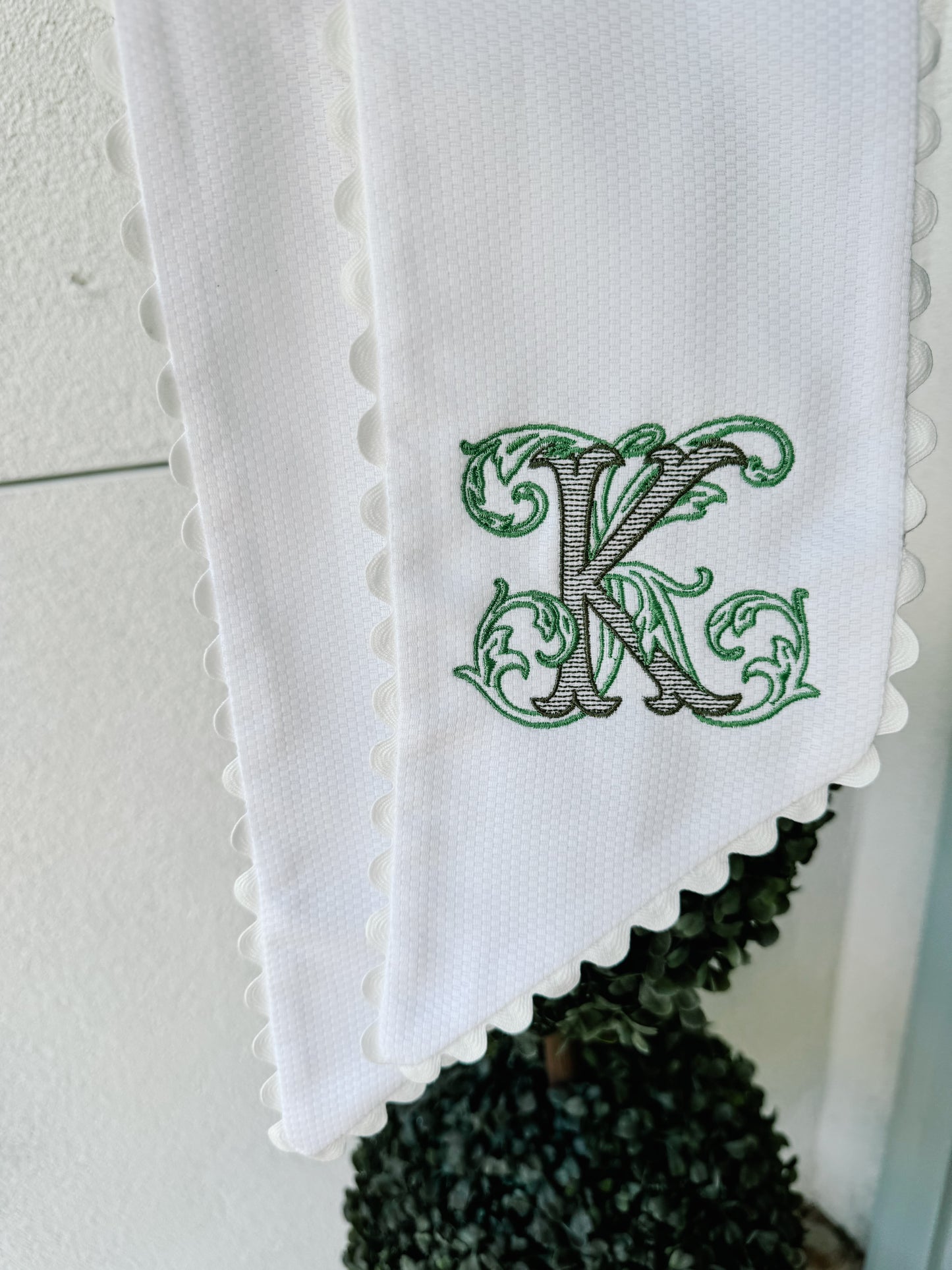 Vine Monogram Pique Trim Wreath Sash