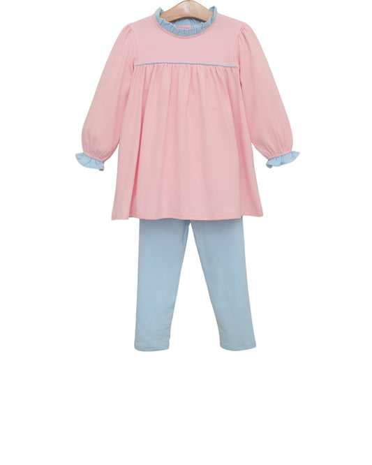 Annie Pants Set- Light Pink/Light Blue