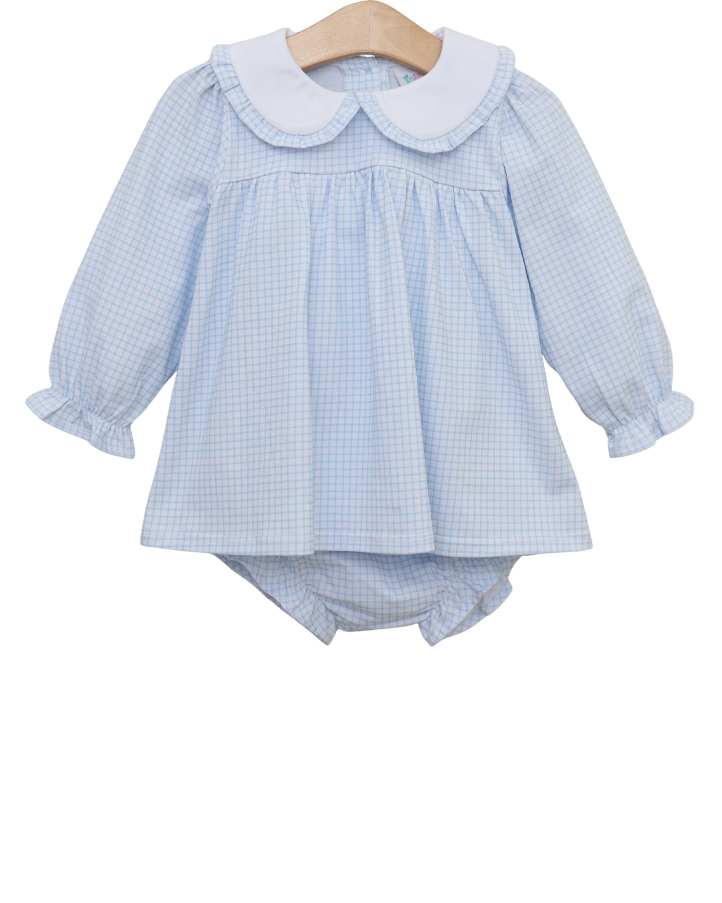 Catherine Diaper Set- Light Blue Windowpane