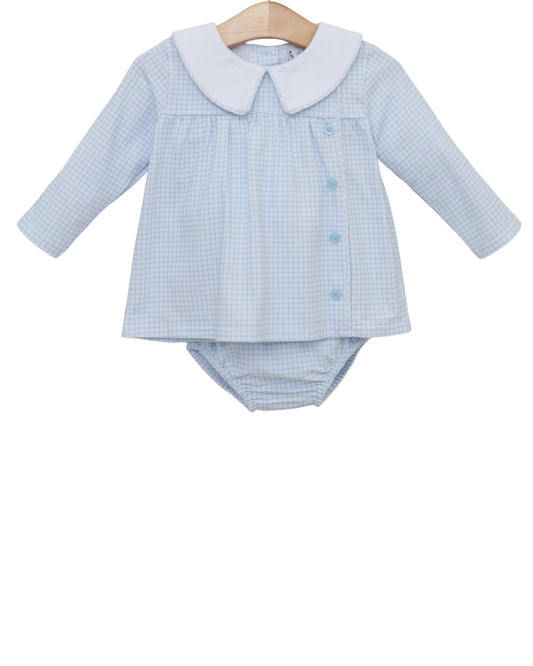 Liam Diaper Set- Light Blue Windowpane